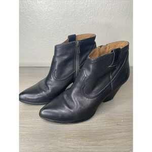 Frye Reina Ankle Boots Womens 8.5 Short‎ Black Leather Western Hippie Cowgirl